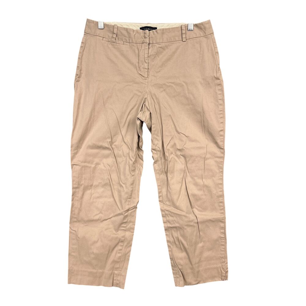 Talbots Womens Pants Light Brown Mid Rise Curvy Ankle Chino Stretch 8